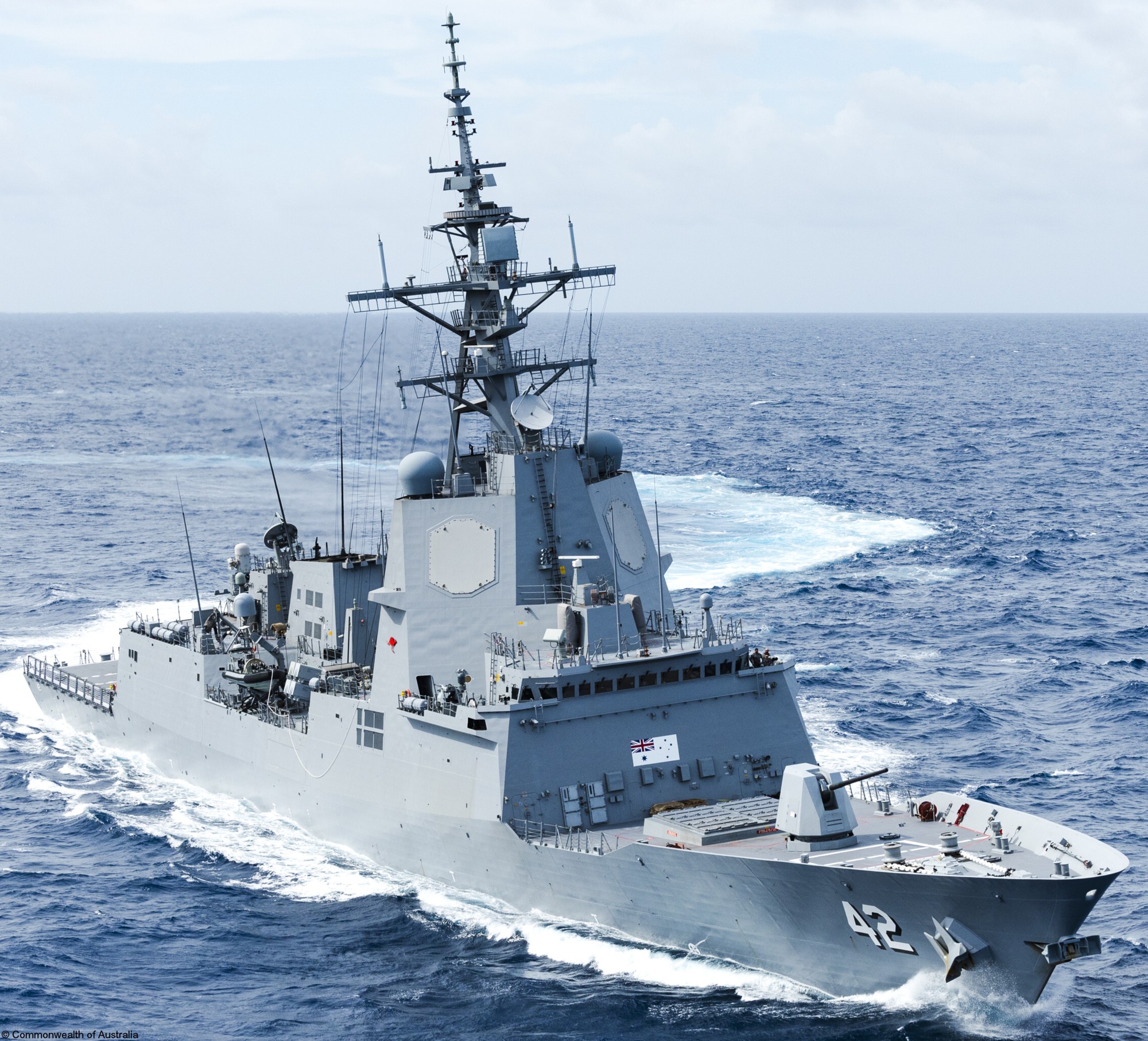 Royal Australian Navy destroyer at sea